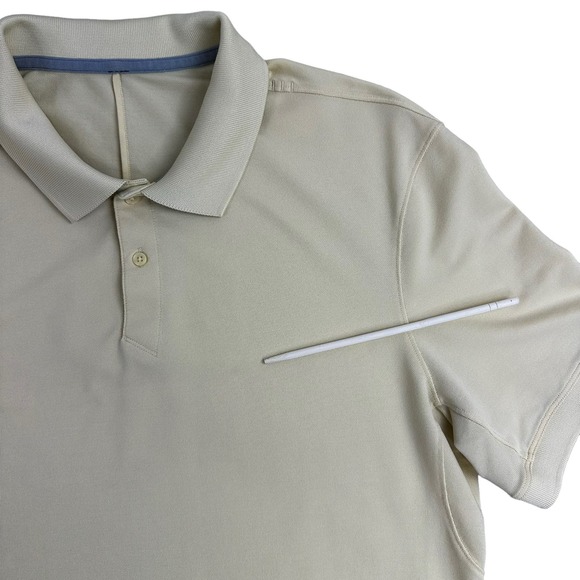 Lululemon Tech Pique Polo Short Sleeve Yellow Shirt Size Large Underarm Vents - Picture 11 of 11